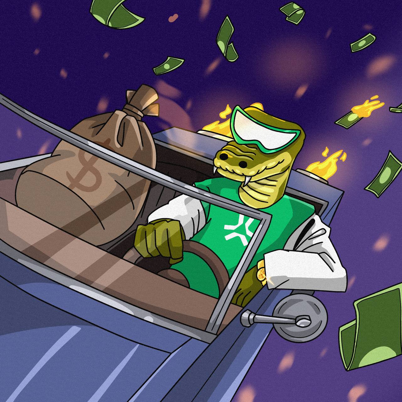 ALF in a space car, representing bridging funds across blockchains